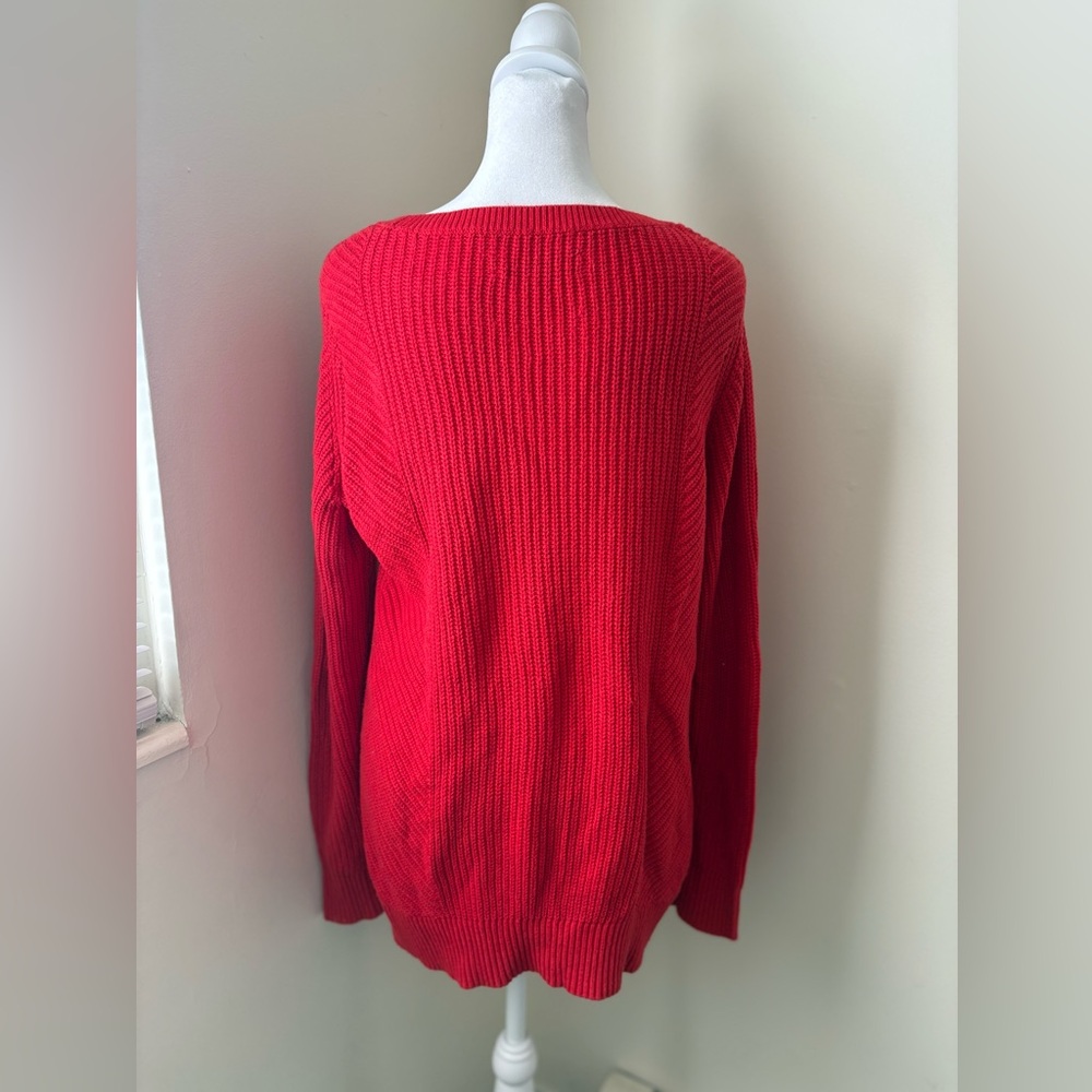 LOFT Medium Red Tunic Knit Sweater - Picture 7 of 10